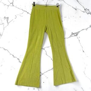 Aerie Yellow Velvet Flare Lounge Pants Y2K Retro Wide Leg Sz XS Short